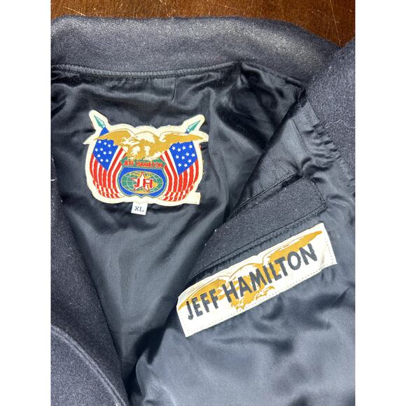 VTG 90s OGNER Motorcars Porche/Ferrari Jeff Hamilton Wool Leather Jacket - Picture 3 of 16